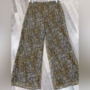 Joseph Wide-Leg Animal Print Pants in Gold and Black